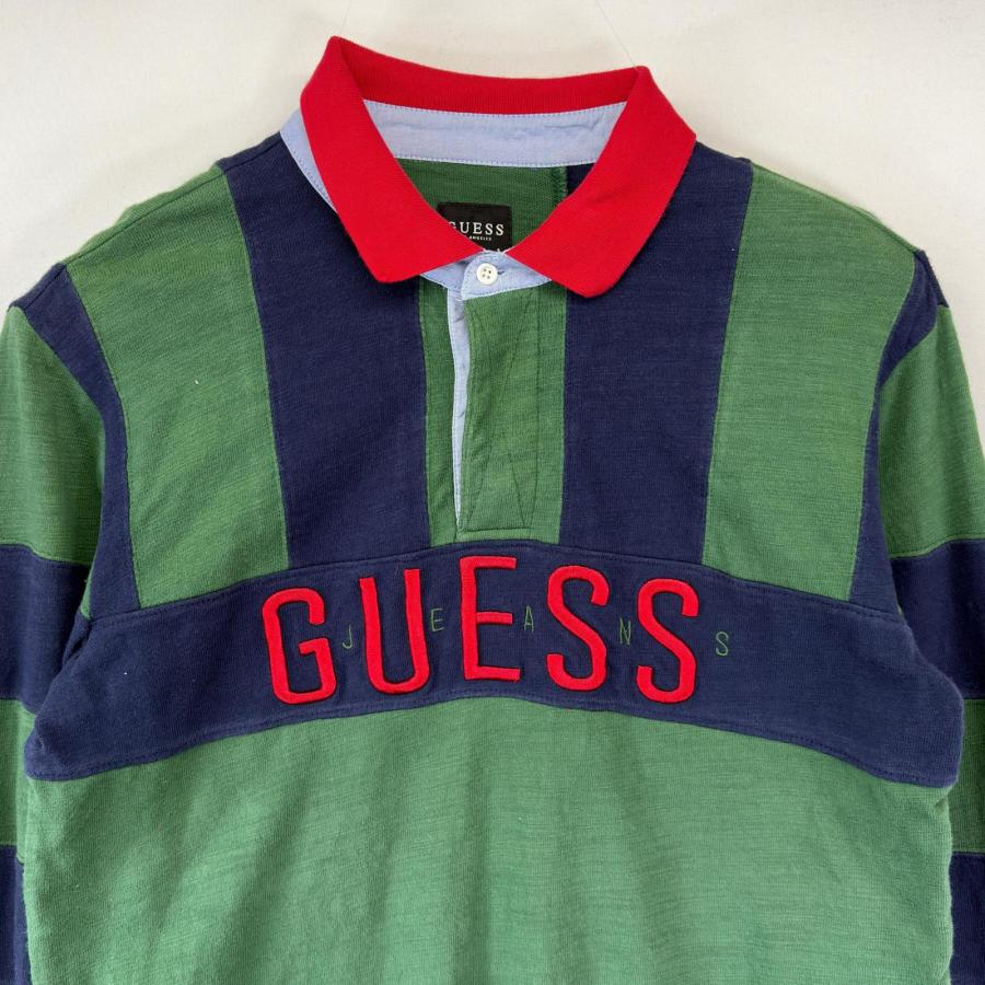 GUESS（ゲス） 古着 長袖 ポロシャツ ラガーシャツ ビックロゴ刺繍 