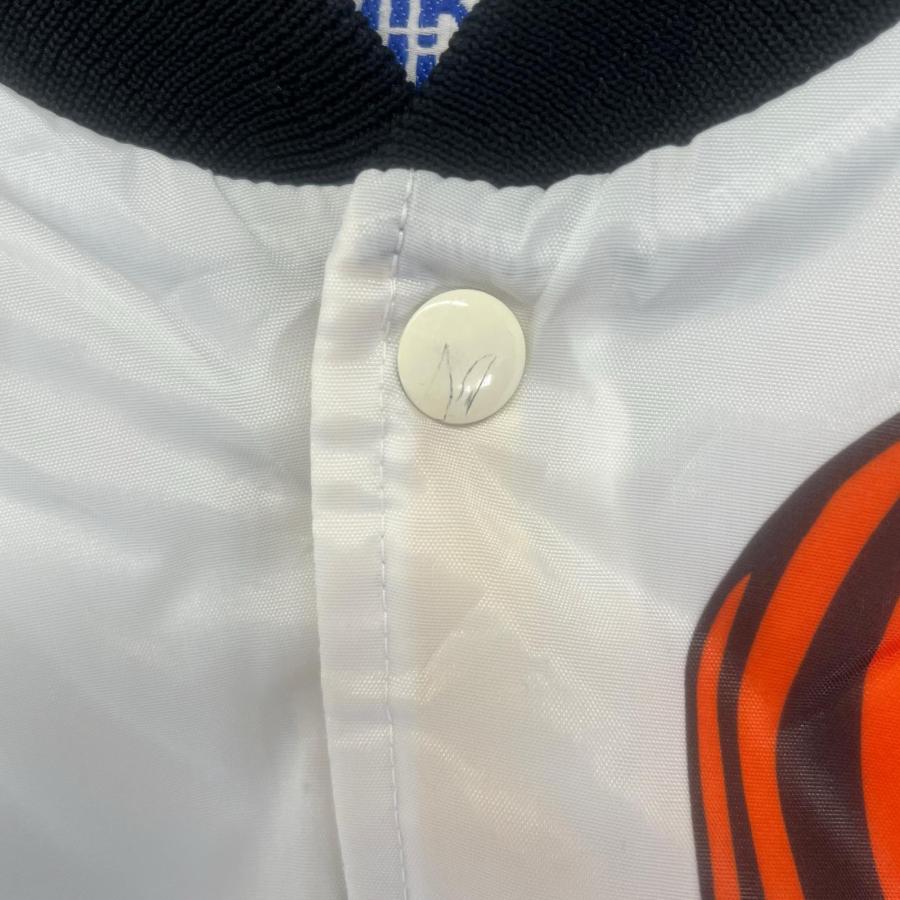 古着 チョークライン Chalk Line USA製 スタジャン ナイロン ブルゾン NFL ベンガルズ ビッグプリント S  ホワイト メンズ 古着 チョークライン Chalk Line USA製 スタジャン ナイロン ブルゾン