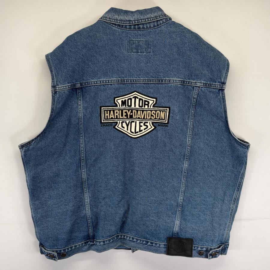 古着 ハーレーダビッドソン HARLEY DAVIDSON ベスト デニム バックロゴ