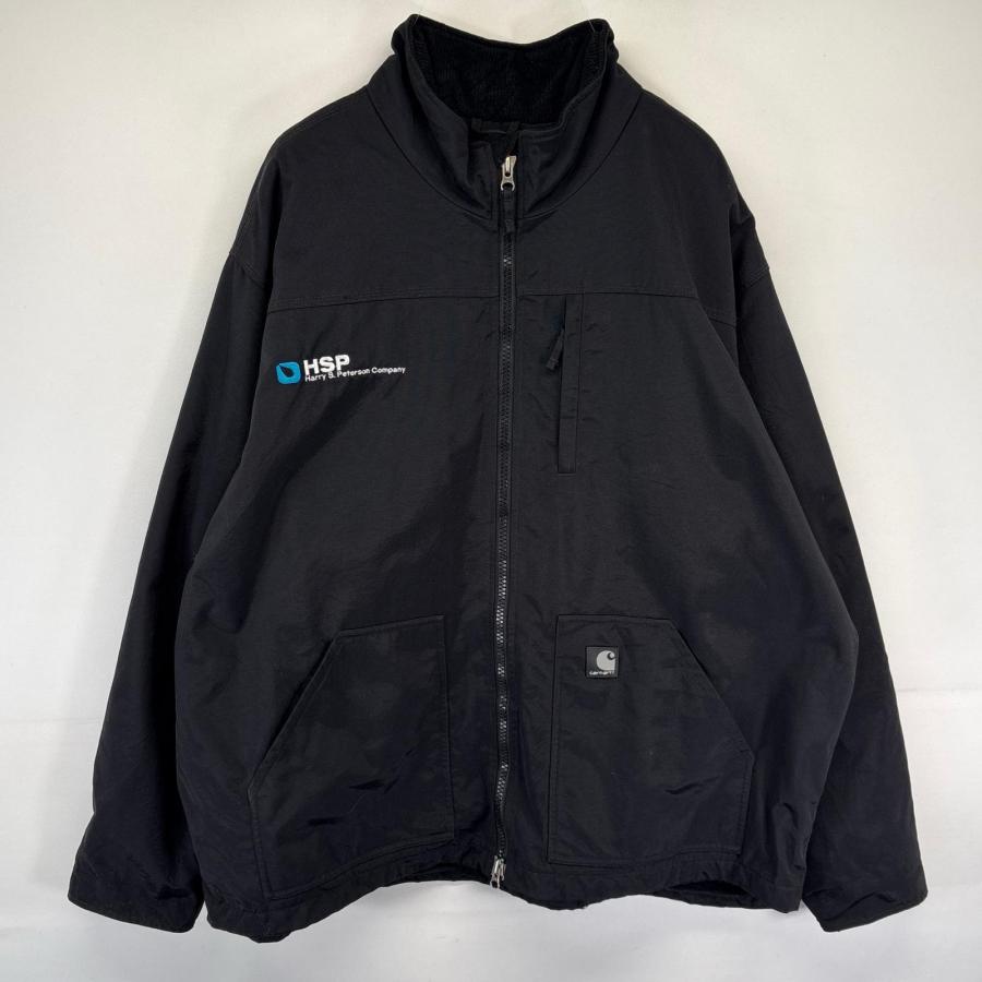 Carhartt カーハート ナイロン 黒 ダブルジップ 古着 2XL 古着 Carhartt（カーハート） 古着 ナイロンジャケット フルジップ 大きい