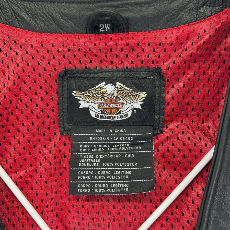古着 ハーレーダビッドソン HARLEY DAVIDSON ベスト レザー 刺繍ロゴ