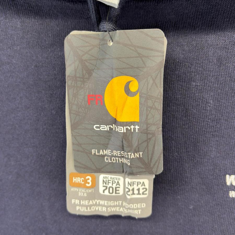 古着 美品 カーハート Carhartt パーカー 大きいサイズ 新品タグ トレーナー ワンポイントロゴ 企業刺繍 L  ネイビー メンズ Carhartt（カーハート） 古着 美品 パーカー 大きいサイズ 新品タグ