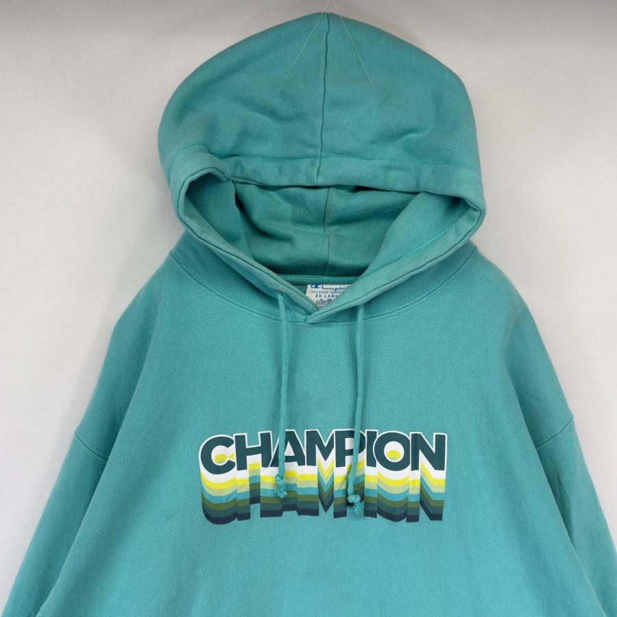 新品 Champion パーカー アメリカ製 グリーン Champion（チャンピオン） 古着 パーカー リバースウィーブ ロゴ