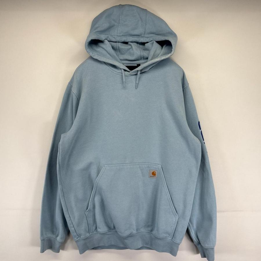 古着 carharttカーハート 90sダック地パーカー JR108 L 水色 Carhartt（カーハート） 古着 パーカー プルオーバー スウェット