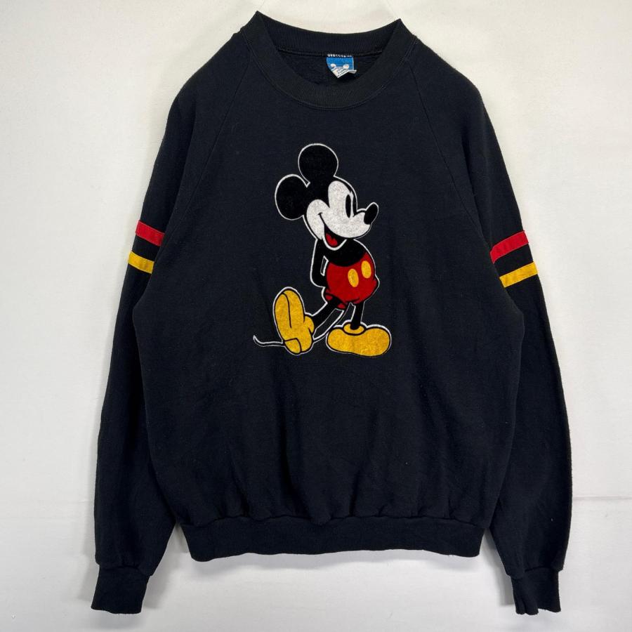 古着 80's/80年代 ヴィンテージ ディズニー Disney USA製 スウェット トレーナー ミッキーマウス ラグラン XL  ブラック メンズ Disney（ディズニー） 古着 80's/80年代 ヴィンテージ Disney USA製