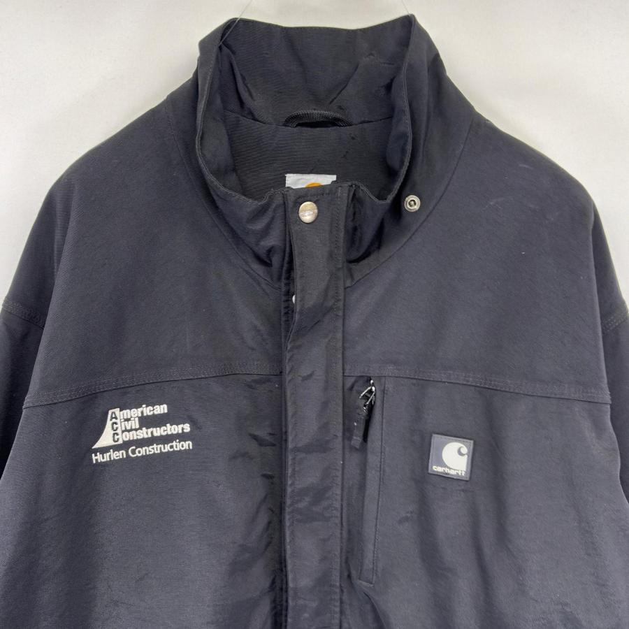 美品【Carhartt】カーハート（3XL）ナイロンジャケット＊企業ロゴ＊ロング Carhartt（カーハート） 古着 ジャケット フルジップ 刺繍企業ロゴ
