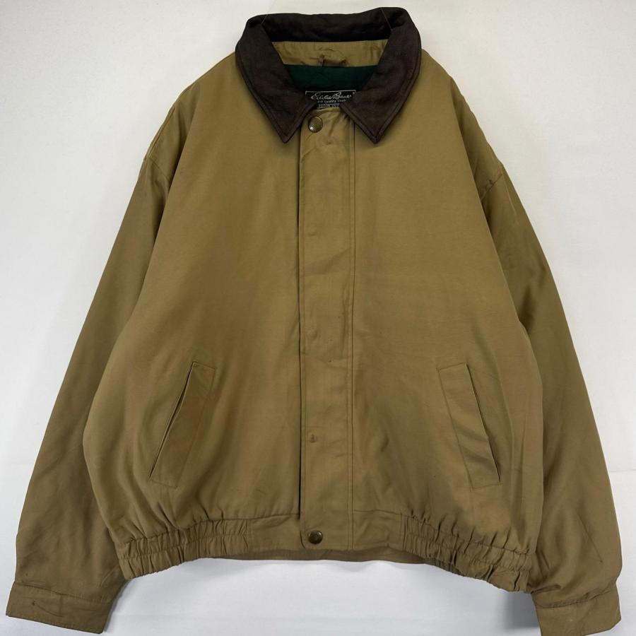 エディーバウアー Eddie Bauer スイングトップ レザージャケット L 古着 エディー・バウアー Eddie Bauer ジャケット フルジップ 襟レザー