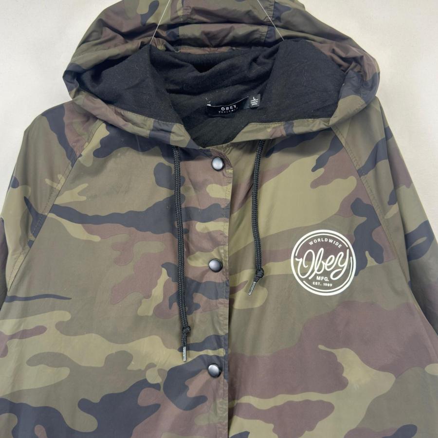古着 オベイ OBEY ジャケット コーチジャケット フーディー ワン 