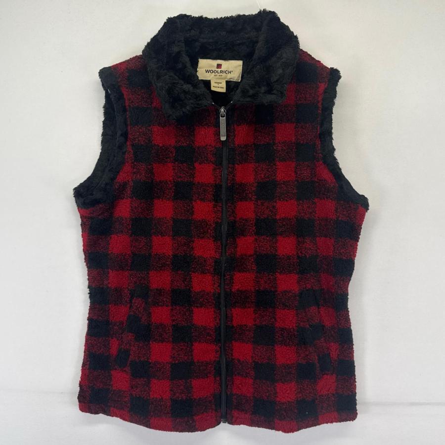 古着 ウールリッチ Woolrich フリース ベスト フルジップ チェック柄 