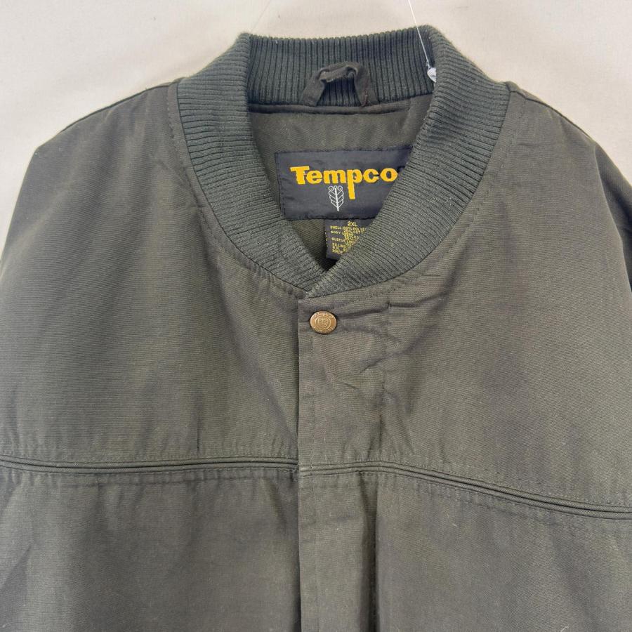 古着 テンプコ Tempco ジャケット フルジップ カップショルダー ダービー風ジャケット 大きいサイズ ブルゾン 2XL  グリーン系 メンズ 古着 テンプコ Tempco ジャケット フルジップ カップショルダー