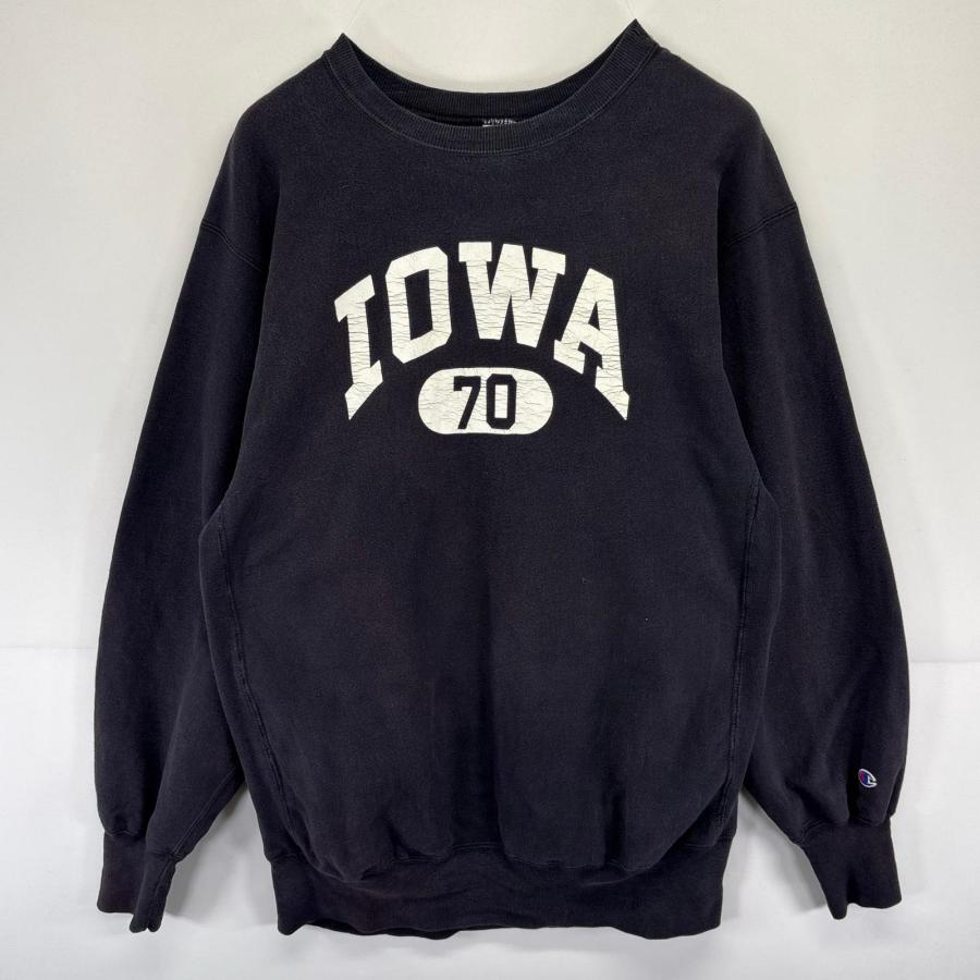 古着 90's/90年代 チャンピオン Champion USA製 スウェット リバースウィーブ IOWA トレーナー アイオワ 3XL  ブラック系 メンズ Champion（チャンピオン） 古着 90's/90年代 Champion USA製