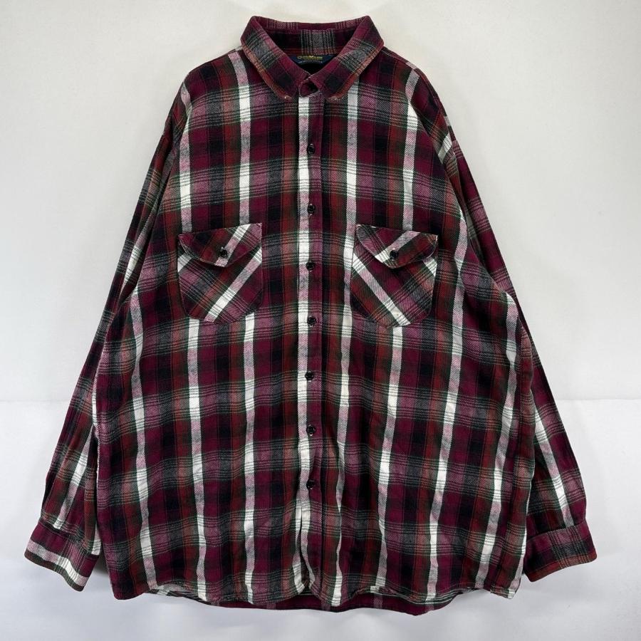 古着 80's/80年代 オシュコシュ OSHKOSH 長袖シャツ ヘビーネルシャツ 胸ポケット チェック柄  レッド系 チェック メンズ 古着 80's/80年代 オシュコシュ OSHKOSH 長袖シャツ ヘビーネルシャツ