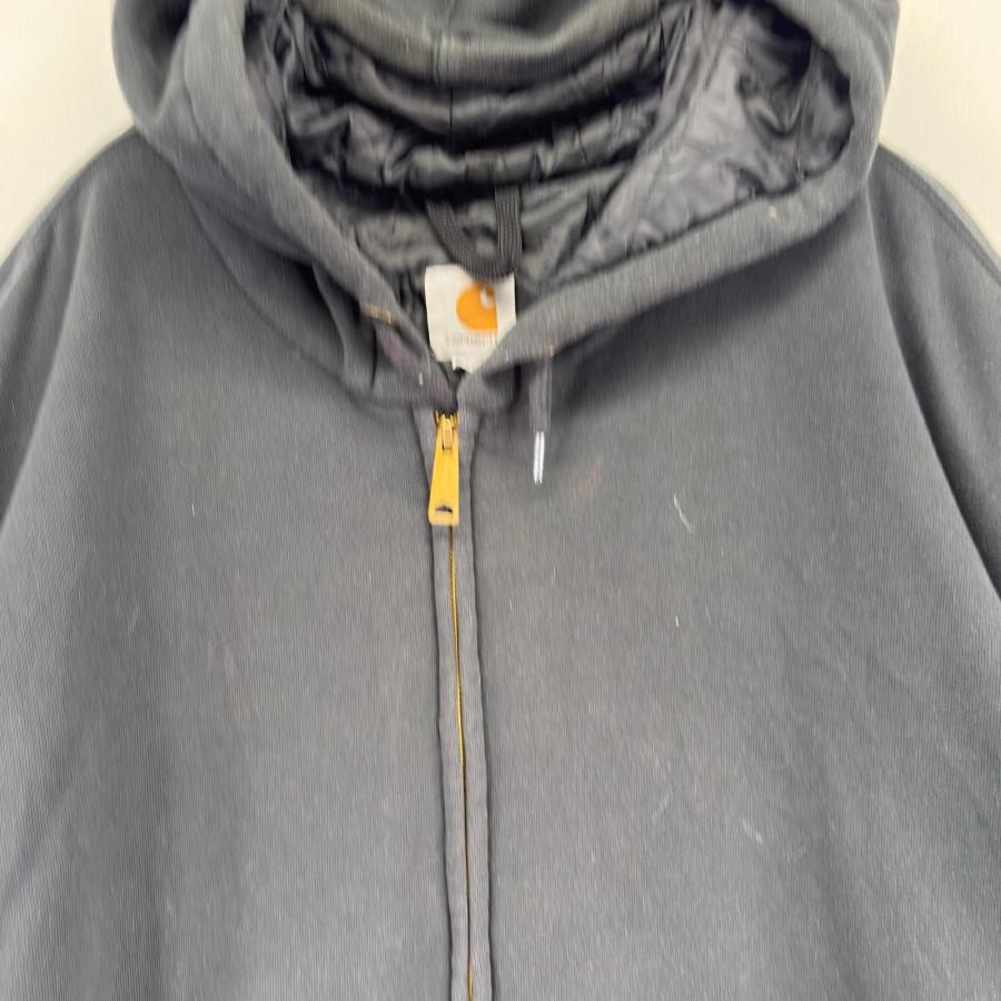 古着 カーハート Carhartt パーカー フルジップ 裏地ナイロン スウェット 大きいサイズ 中綿 4XL  ブラック系 メンズ Carhartt（カーハート） 古着 パーカー フルジップ 裏地ナイロン