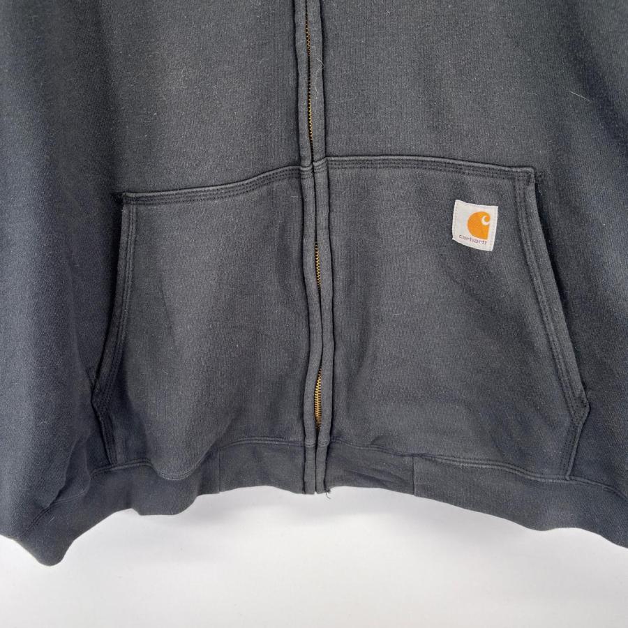 古着 カーハート Carhartt パーカー フルジップ 裏地ナイロン スウェット 大きいサイズ 中綿 4XL  ブラック系 メンズ Carhartt（カーハート） 古着 パーカー フルジップ 裏地ナイロン