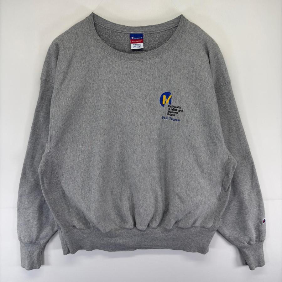 古着 チャンピオン Champion スウェット プルオーバー リバースウィーブ 大きいサイズ 刺繍 クルーネック 2XL  グレー系 メンズ Champion（チャンピオン） 古着 スウェット プルオーバー リバース