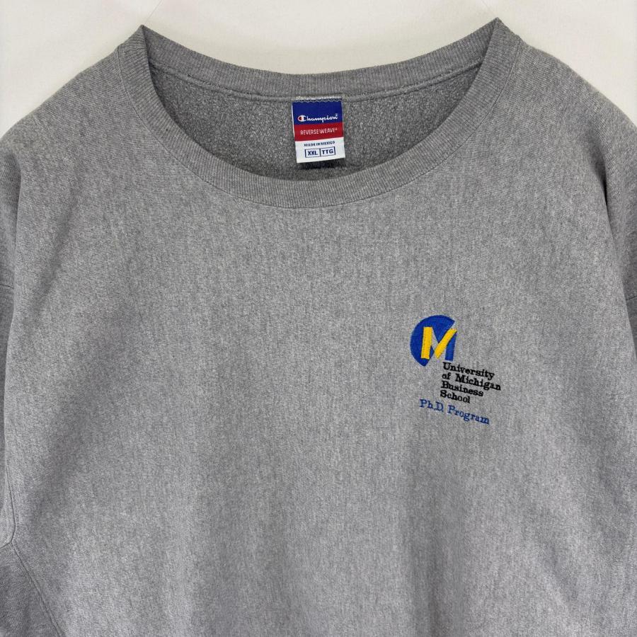 古着 チャンピオン Champion スウェット プルオーバー リバースウィーブ 大きいサイズ 刺繍 クルーネック 2XL  グレー系 メンズ Champion（チャンピオン） 古着 スウェット プルオーバー リバース