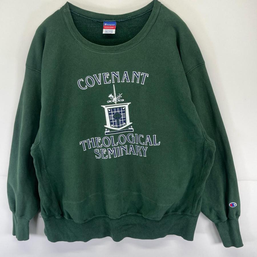 古着 チャンピオン Champion スウェット プリント リバースウィーブ 大きいサイズ トレーナー 2XL  グリーン系 メンズ Champion（チャンピオン） 古着 スウェット プリント リバースウィーブ