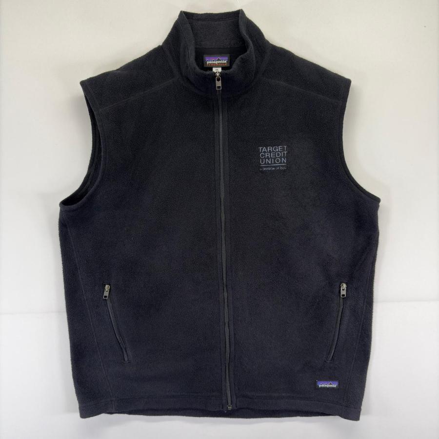 Patagonia 刺繍ロゴ フライヤーベスト 黒　XL patagonia（パタゴニア） 古着 フリース ベスト フルジップ 刺繍