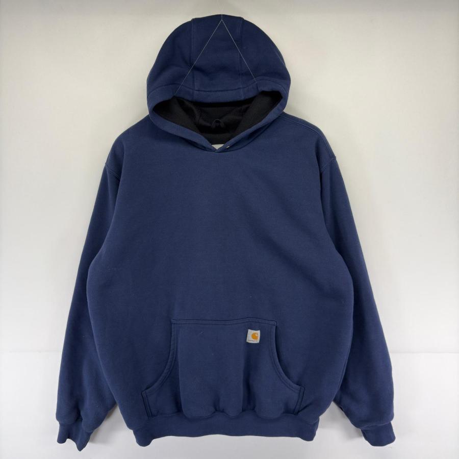 古着 カーハート Carhartt パーカー ワンポイントロゴ 裏地メッシュ プルオーバー  大きいサイズ  ネイビー系 メンズ Carhartt（カーハート） 古着 パーカー ワンポイントロゴ 裏地メッシュ