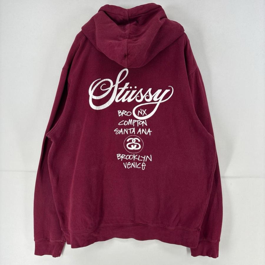 [激レア]00s old stussy champion 後付けパーカー レッド STUSSY（ステューシー） 古着 STUSSY USA製 パーカー スウェット