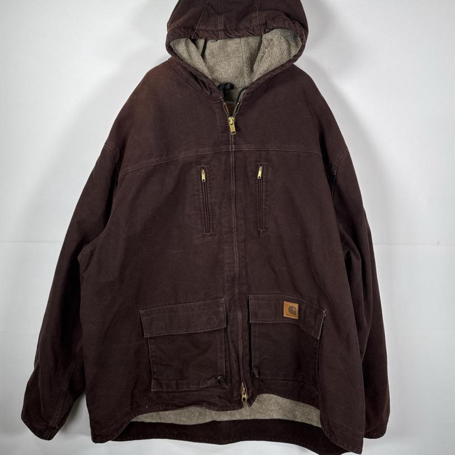 古着 カーハート Carhartt ダック アクティブジャケット オーバーサイズ パーカー 4XL  ブラウン メンズ Carhartt（カーハート） USA古着 ダック アクティブジャケット