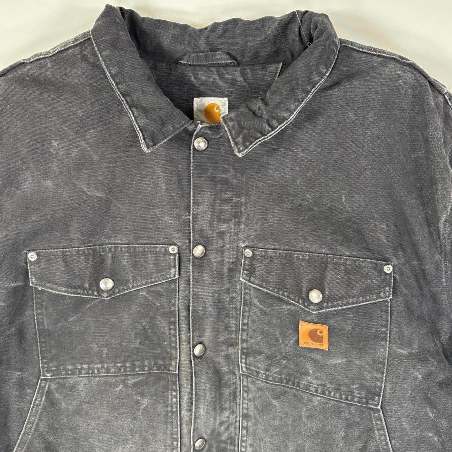 古着 カーハート Carhartt ワークジャケット ダックジャケット バック刺繍 ビッグサイズ　裏地フリース XXXL  ブラック メンズ Carhartt（カーハート） USA古着 ワークジャケット ダックジャケット