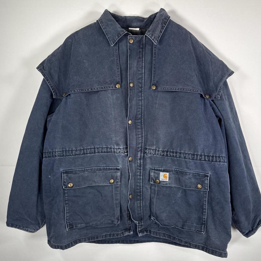 80s カーハート アメリカ製 ダックジャケット アンブレラケープ ネイビー 80s カーハート アメリカ製 ダックジャケット アンブレラケープ