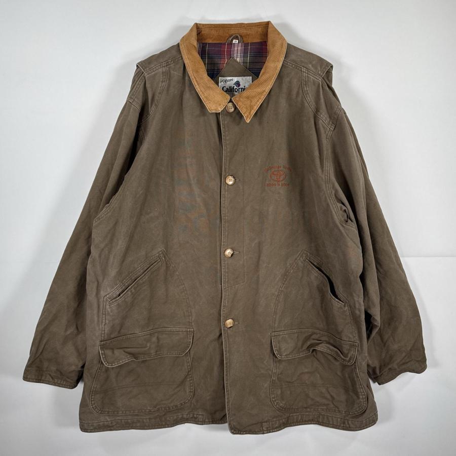 古着 カルフォルニア  ダック カバーオール ハンティングジャケット TOYOTA 企業ロゴ トヨタ オーバーサイズ 2XL  ベージュ メンズ USA古着 カルフォルニア ダック カバーオール ハンティングジャケット