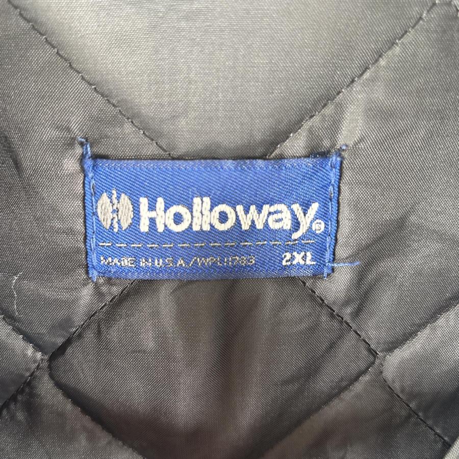 古着 90s/90年代 ホロウェイ Holloway USA製 ジャケット ダック地 ワークジャケット フルジップ 企業ロゴ刺繍 大きいサイズ XXL ブラック 古着 90's/90年代 ホロウェイ Holloway USA製 ジャケット ダック地