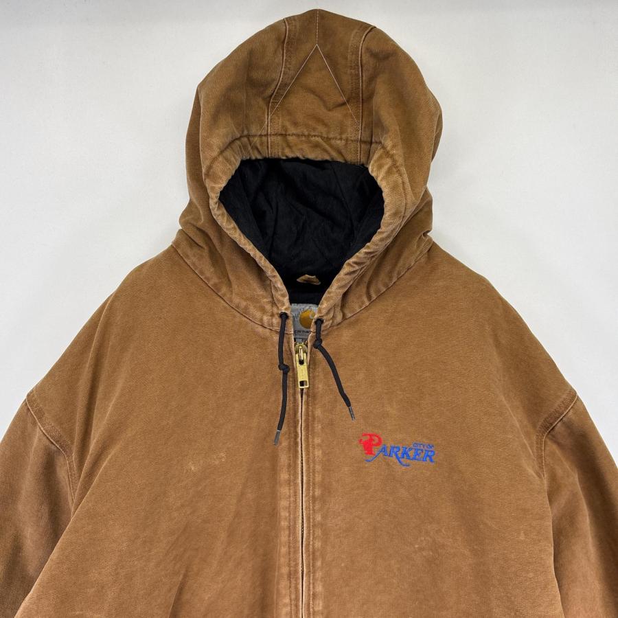 古着 カーハート Carhartt ワークジャケット アクティブジャケット ダック ワンポイントロゴ 大きいサイズ パーカー 中綿  ブラック メンズ Carhartt（カーハート） 古着 ワークジャケット アクティブジャケット