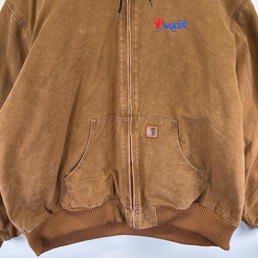 古着 カーハート Carhartt ワークジャケット アクティブジャケット ダック ワンポイントロゴ 中綿 大きいサイズ パーカー 4XL  ベージュ系 メンズ Carhartt（カーハート） 古着 ワークジャケット アクティブジャケット