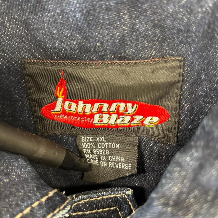 古着 Johnny Blaze デニムジャケット スカル刺繍 大きいサイズ