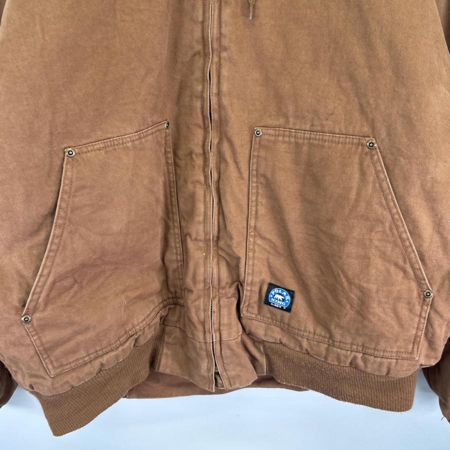 人気のダック　POLAR KING アクティブワークジャケット L 黒　US古着 古着 POLAR KING By KEY ワークジャケット ダック フルジップ パーカー