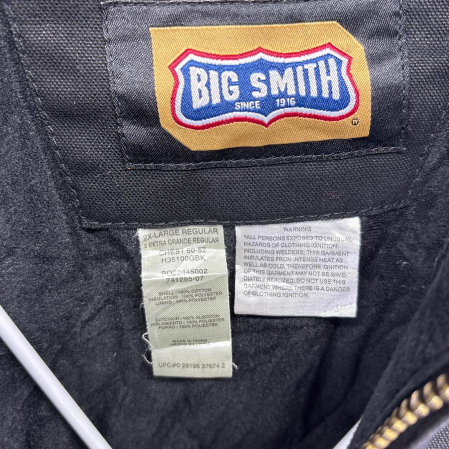 古着 ビッグスミス Big Smith ワークジャケット ダック パーカー アクティブジャケットタイプ ワンポイントロゴ 2XL  ブラック メンズ 古着 ビッグスミス Big Smith ワークジャケット ダック パーカー