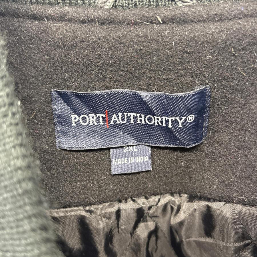 古着 ポートオーソリティ PORT AUTHORITY スタジャン アワードジャケット バック刺繍 大きいサイズ 中綿 企業 ウールレザー 2XL  ブラック メンズ 古着 ポートオーソリティ PORT AUTHORITY スタジャン アワード