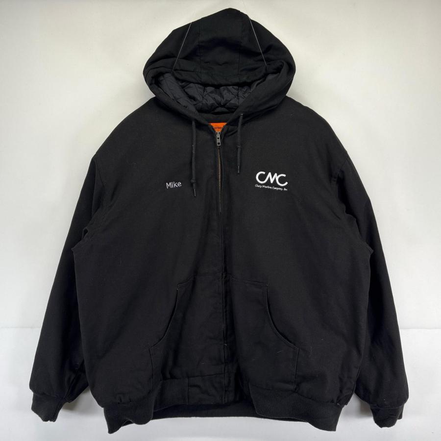 古着  Corner Stone ワークジャケット 大きいサイズ 中綿 アクティブジャケット 企業ロゴ 2XL  ブラック メンズ 古着 Corner Stone ワークジャケット 大きいサイズ 中綿 アクティブ