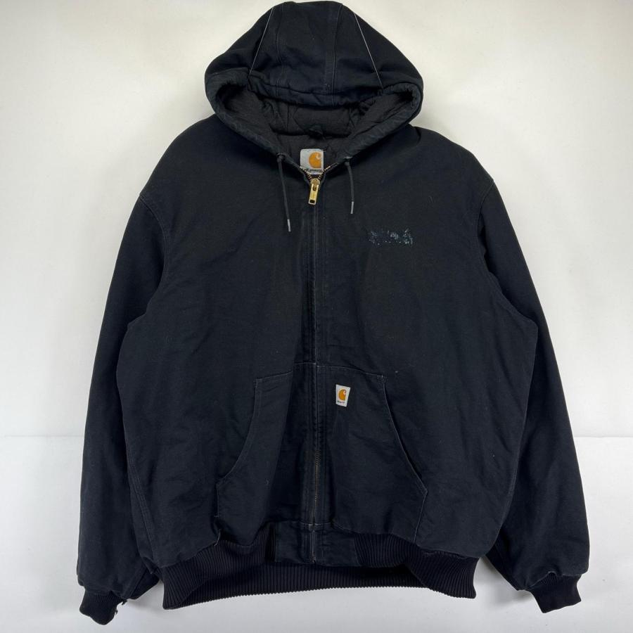 古着 カーハート Carhartt USA製 ワークジャケット 大きいサイズ アクティブジャケット ワーク ワンポイントロゴ 2XL  ブラック メンズ Carhartt（カーハート） 古着 Carhartt USA製 ワークジャケット 大きい