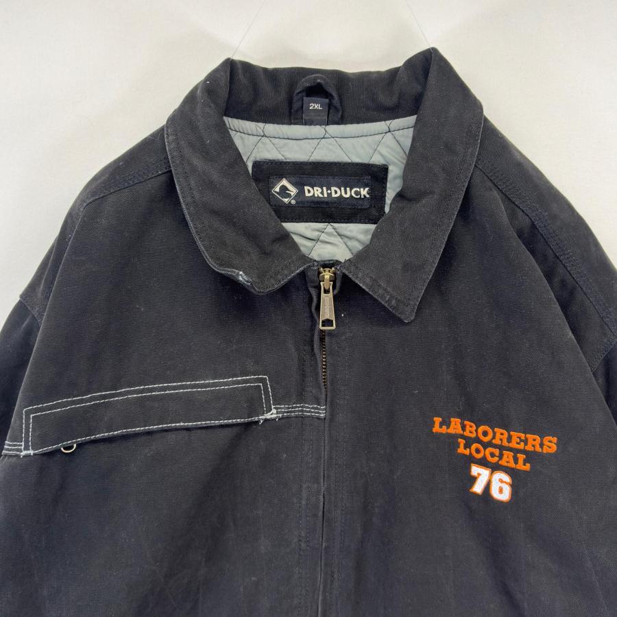 古着  DRI−DUCK ワークジャケット フルジップ ダック カバーオール 中綿 大きいサイズ 2XL  ブラック メンズ 古着 DRI−DUCK ワークジャケット フルジップ ダック カバーオール