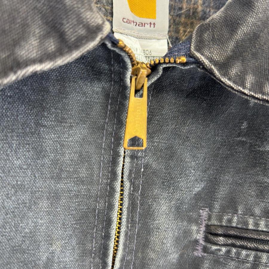 古着 カーハート Carhartt ダック ジャケット フルジップ ワンポイントロゴ デトロイトジャケット ワーク 3XL  ブラック系 メンズ Carhartt（カーハート） 古着 ダック ジャケット フルジップ ワン