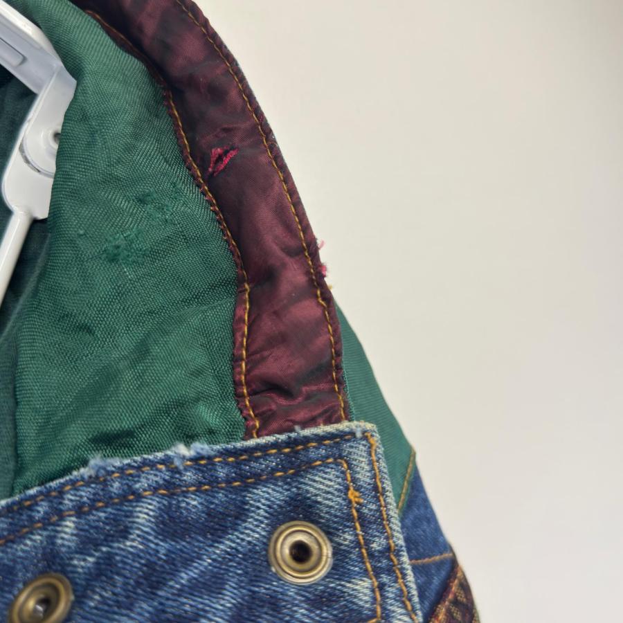 古着 デニム ジャケット ボタン 柄ブルゾン ゴブラン 刺繍 パターン 