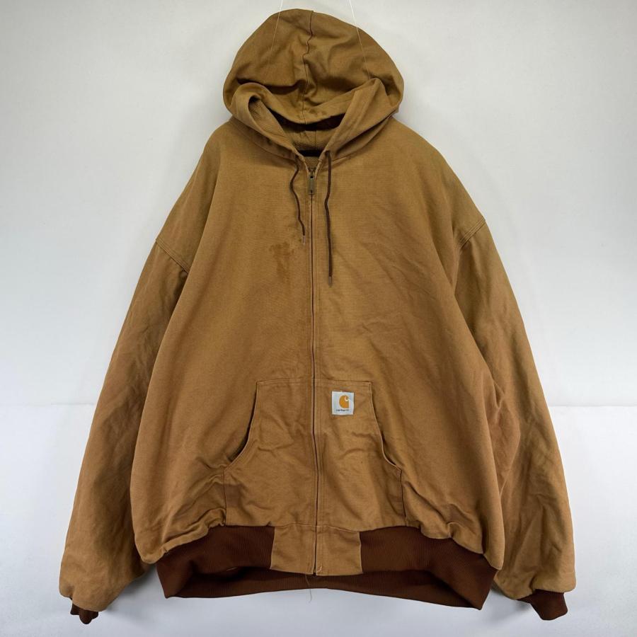 古着 カーハート Carhartt USA製 ジャケット アクティブジャケット パーカー ワーク ワンポイント 大きいサイズ 6XL  ブラウン系 メンズ Carhartt（カーハート） 古着 Carhartt USA製 ジャケット アクティブ