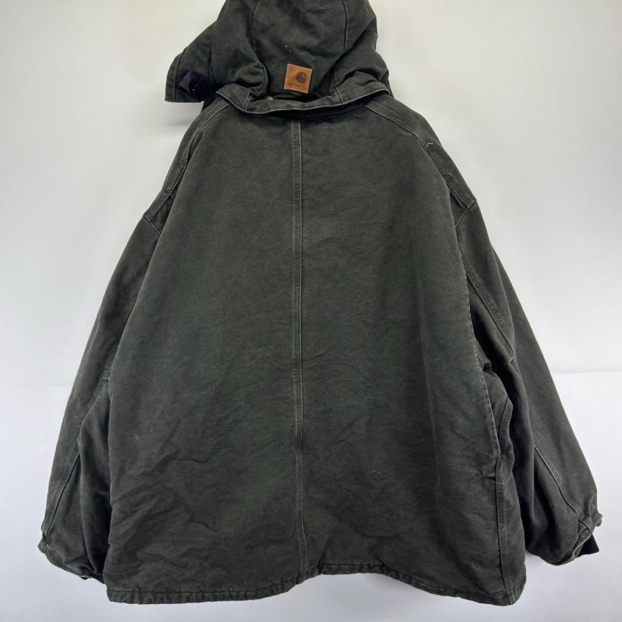 古着 カーハート Carhartt ジャケット ダック ワークジャケット パーカー フルジップ オリーブ ワンポイント 大きいサイズ 5XL  メンズ Carhartt（カーハート） 古着 ジャケット ダック ワークジャケット