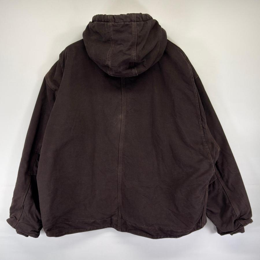 古着 カーハート Carhartt ダック ジャケット 中綿 デトロイトジャケット 裏ボアライナー フルジップ 4XL  ブラウン系 メンズ Carhartt（カーハート） 古着 ダック ジャケット 中綿 デトロイト