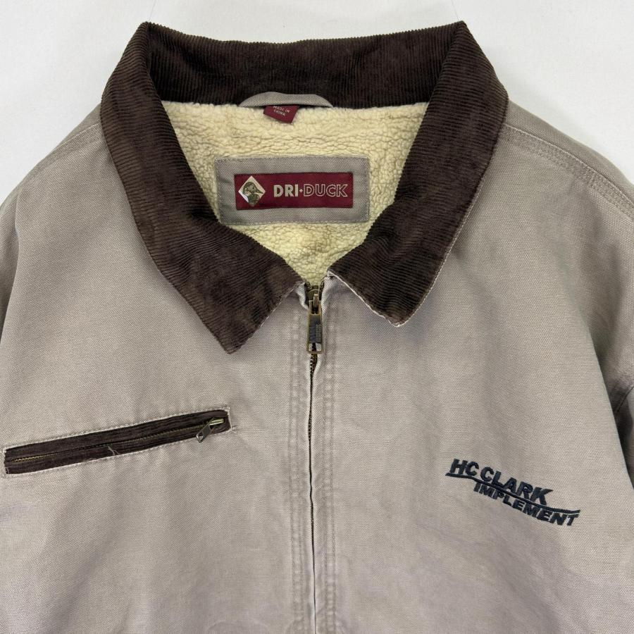 古着  DRI DUCK ダック ジャケット 中綿 裏ボアライナー デトロイトジャケットタイプ フルジップ 2XL  グレー系 メンズ 古着 DRI DUCK ダック ジャケット 中綿 裏ボアライナー デトロイト