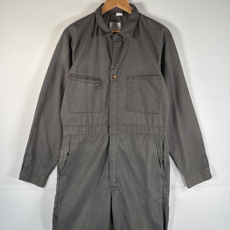 古着 70s/70年代 ヴィンテージ リー Lee USA製 長袖つなぎ オールインワン ワーク 作業着 タロンジップ ワンポイントロゴ L  グレー系 Lee（リー） 古着 70's/70年代 ヴィンテージ Lee USA製 長袖つなぎ
