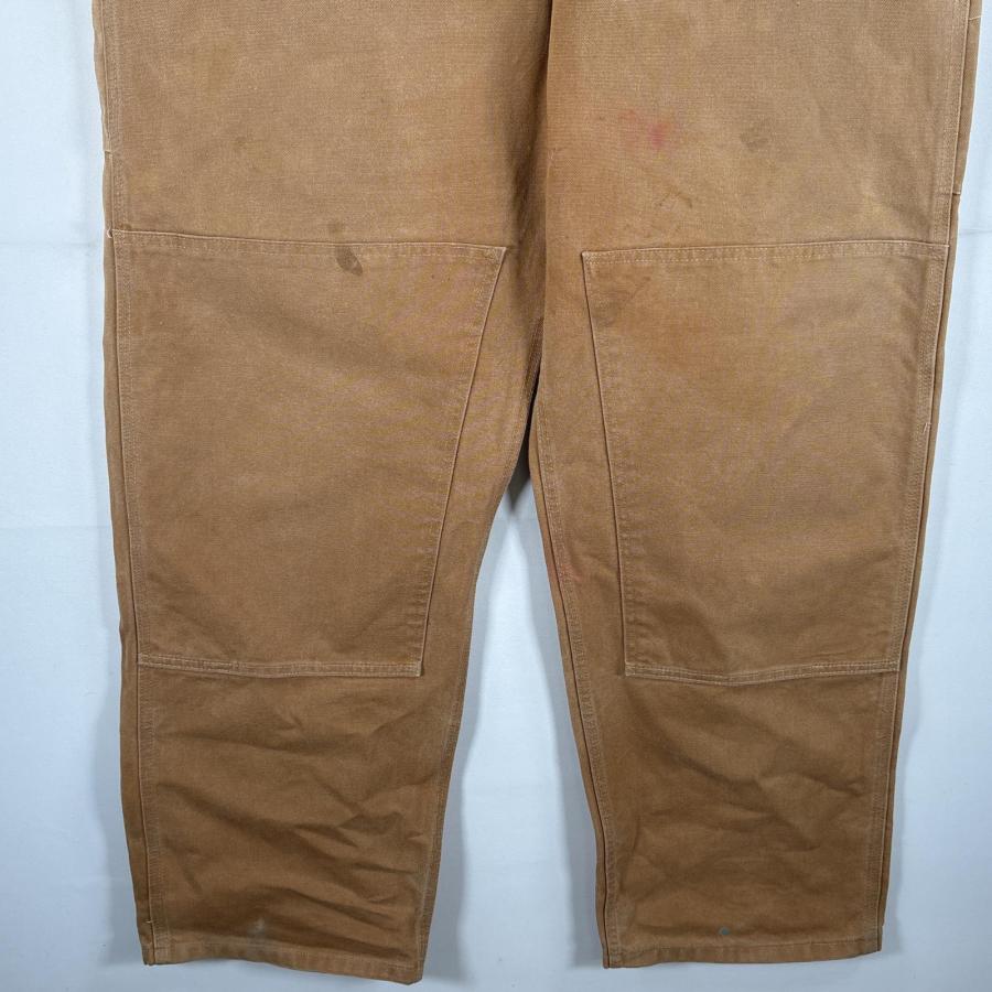 古着 カーハート Carhartt オーバーオール ダック ワーク ワンポイントロゴ サイドポケット ダブルニー  大きいサイズ w48 L34 キャメル Carhartt（カーハート） 古着 オーバーオール ダック ワーク ワン