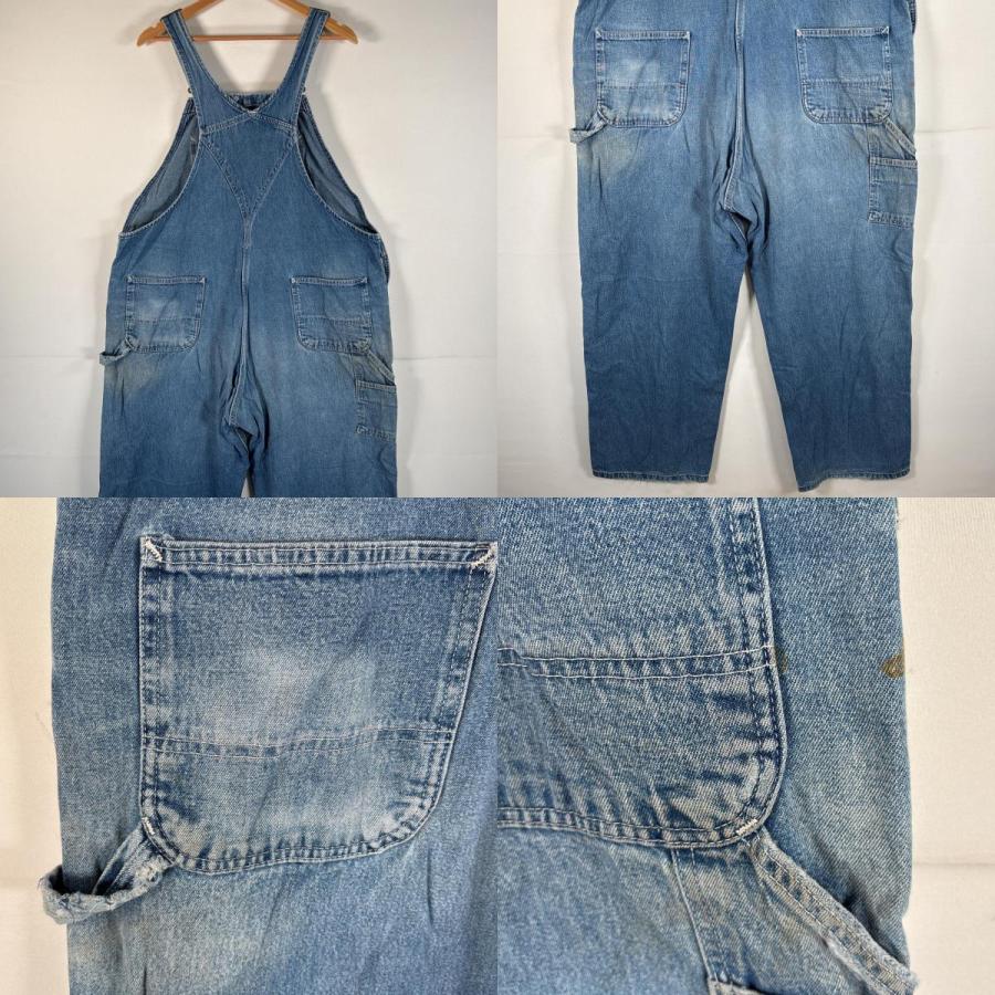 古着 カーハート Carhartt オーバーオール デニム ワーク ワンポイントロゴ  大きいサイズ ハンマーループ スパナポケット  ブルー系 Carhartt（カーハート） 古着 オーバーオール デニム ワーク ワン