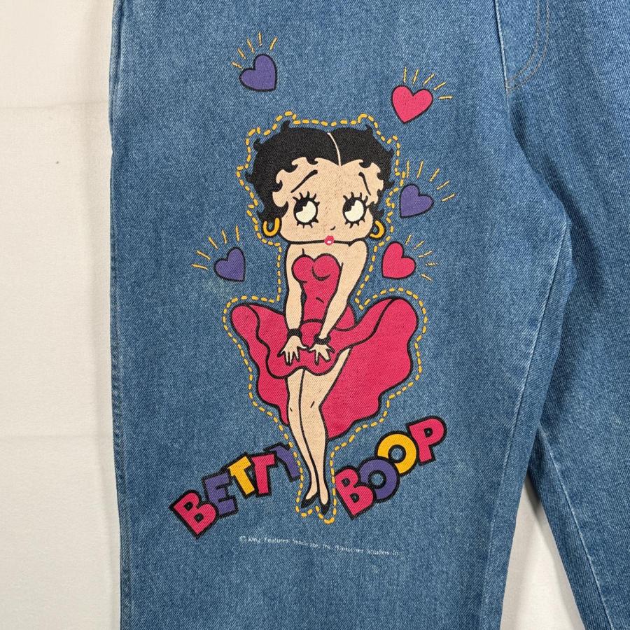 古着 90s/90年代 ベティブープ BETTY BOOP オーバーオール デニム ワーク ベティちゃん 大きいサイズ  M  ブルー系 レディース 古着 90's/90年代 ベティブープ BETTY BOOP オーバーオール デニム