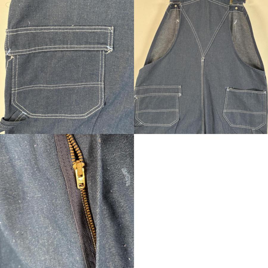 【美品】BLUE BLUE 濃紺 オーバーオール ヴィンテージ 復刻 KEY デニム オーバーオール 濃紺 W46×L29 濃い色 ビッグサイズ 大きい