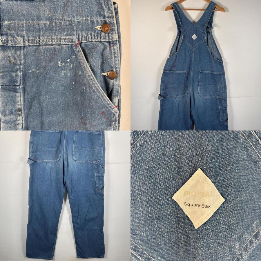 古着 70s/70年代 ヴィンテージ ビッグマック BIG MAC オーバーオール デニム ワーク ワンポイントロゴ ペインター ペイント  ブルー系 古着 70's/70年代 ヴィンテージ ビッグマック BIG MAC オーバーオール